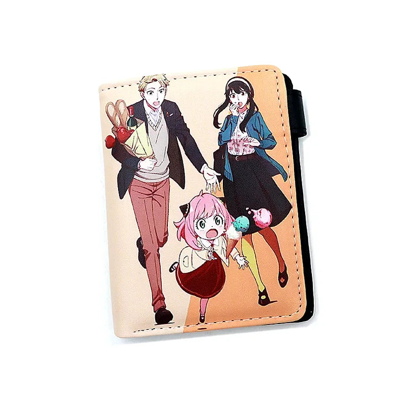 Anime SPY×FAMILY Loid Anya Forger Yor PU Bifold Short Wallets Coin Purse with Inner Zipper Pocket