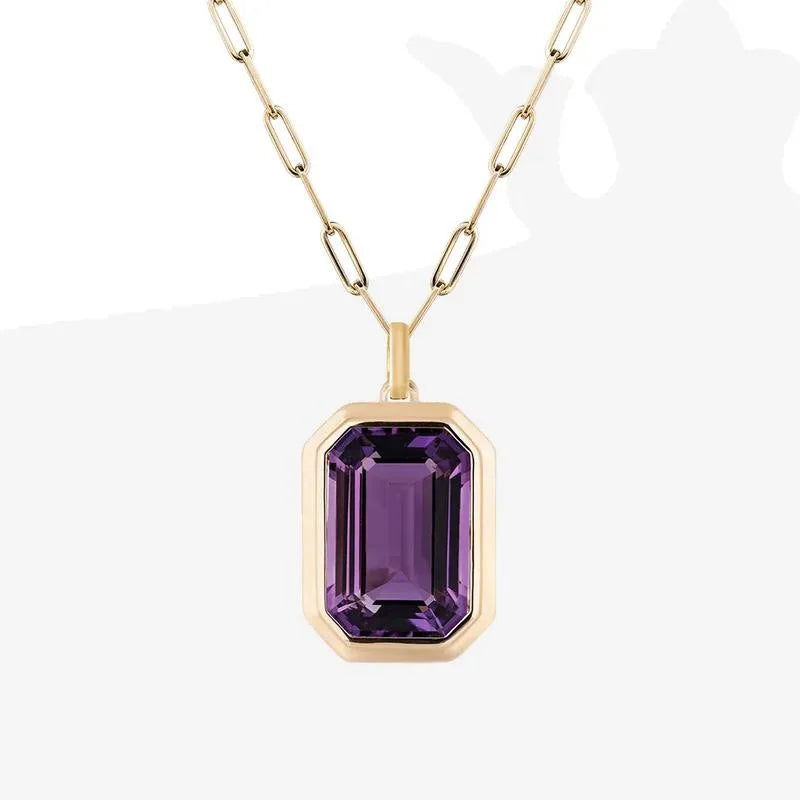 Collier pendentif en forme carrée en cristal clair pour femmes, plaqué or, chaîne à maillons en acier inoxydable, bijoux tendance, nouvelle collection