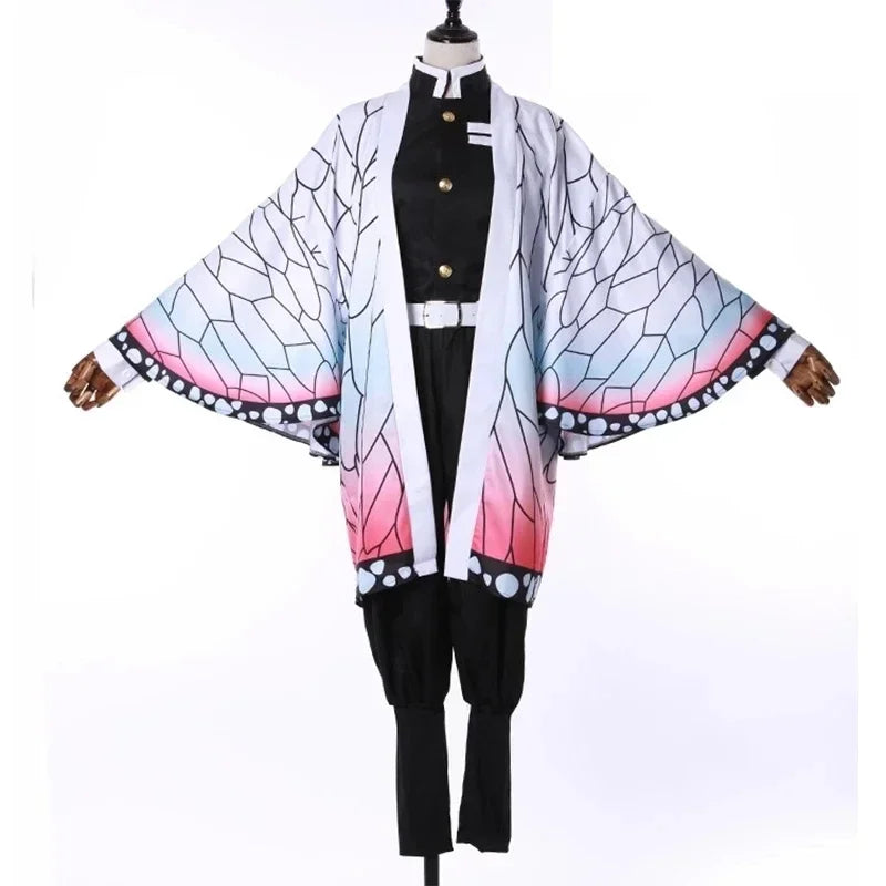 Costume de Cosplay Anime Demon Slayer Kimetsu No Yaiba Kochou Shinobu, ensemble de perruques, uniforme Kimono, Costumes d'halloween pour enfants et adultes