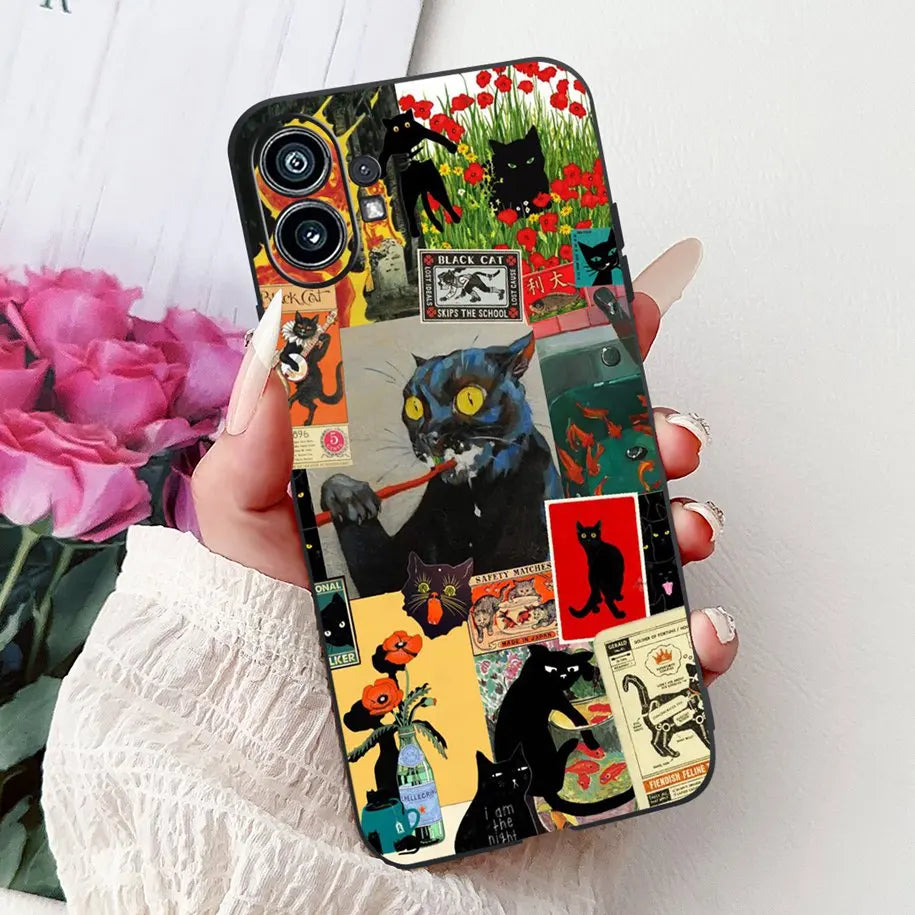 Coque de téléphone 6.55 "pour rien de téléphone (1) One 1 A063 couverture arrière antichoc en Silicone noir souple pour rien Phone1 dessin animé Funda nouveau