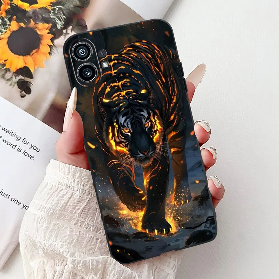Coque de téléphone 6.55 "pour rien de téléphone (1) One 1 A063 couverture arrière antichoc en Silicone noir souple pour rien Phone1 dessin animé Funda nouveau
