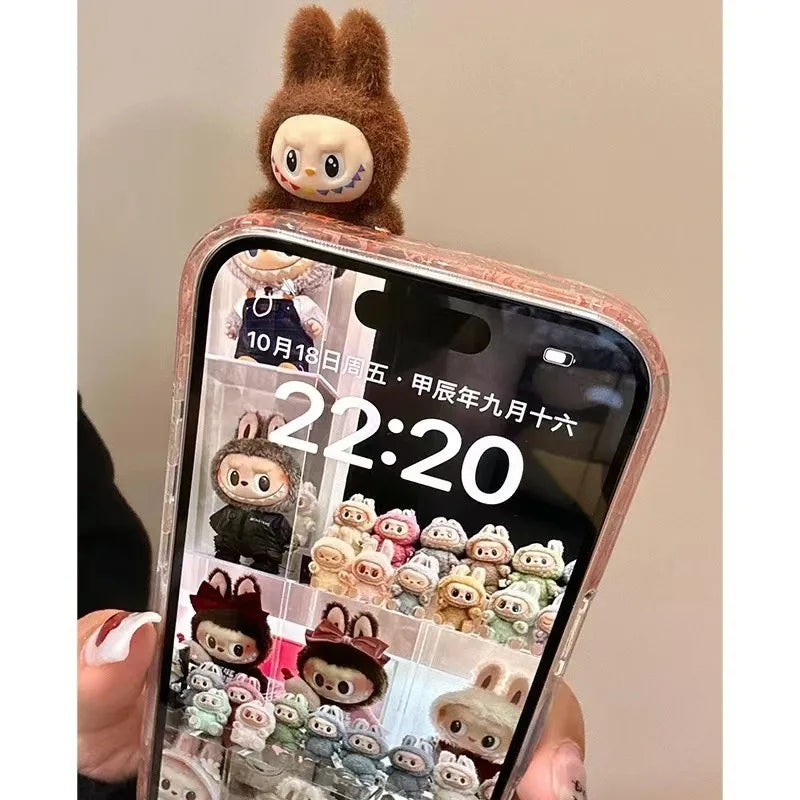 Dessin animé 3d mignon fête Labubu coque de téléphone adapté pour Iphone 16 15 14 13 12 11 série mat antichoc coque de téléphone en Silicone