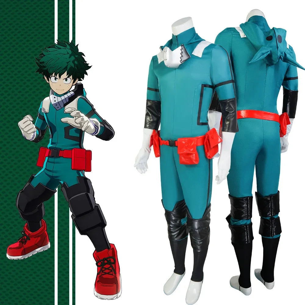 Anime My Hero Academia Midoriya Izuku Deku Battle Cosplay Kostum Halloween Costume Party Carnival Unisex Set