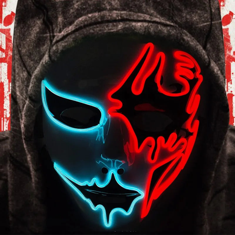Masque lumineux pour Costume d'halloween, masque de Cosplay LED Demon Slayer pour hommes et femmes, accessoires de maison hantée d'horreur