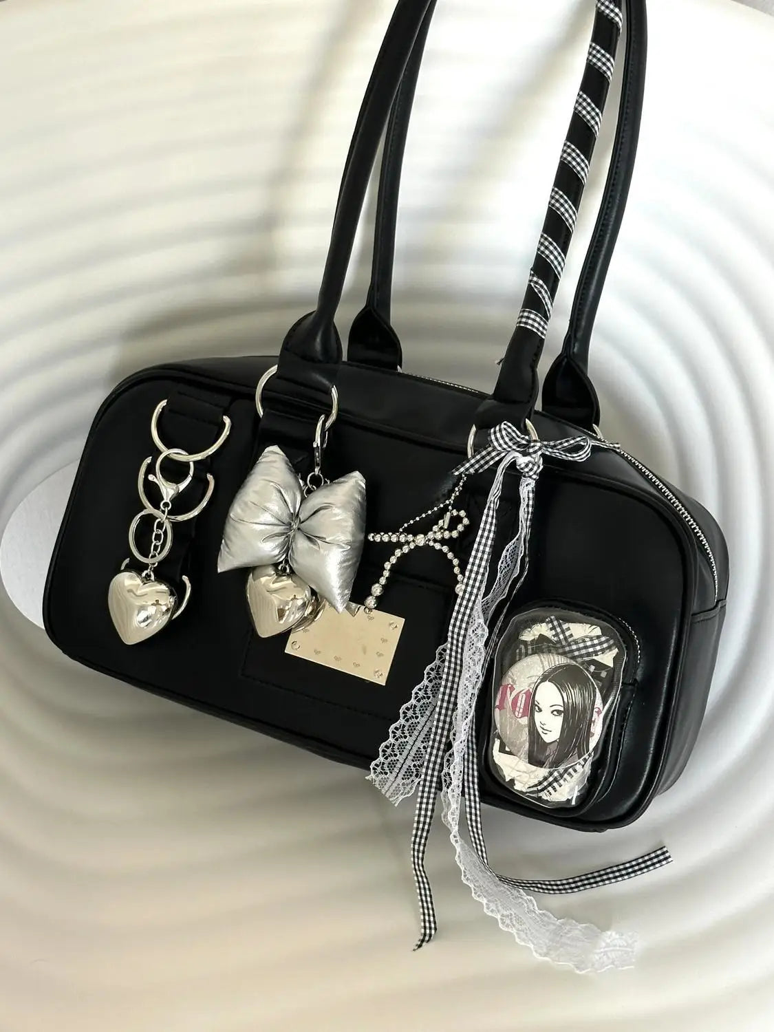 JIAERDI Harajuku Black Ita Bag Handbag Women Japanese Uniform Transparent Shoulder Bags Female Preppy Style Kawaii Underarm Bag