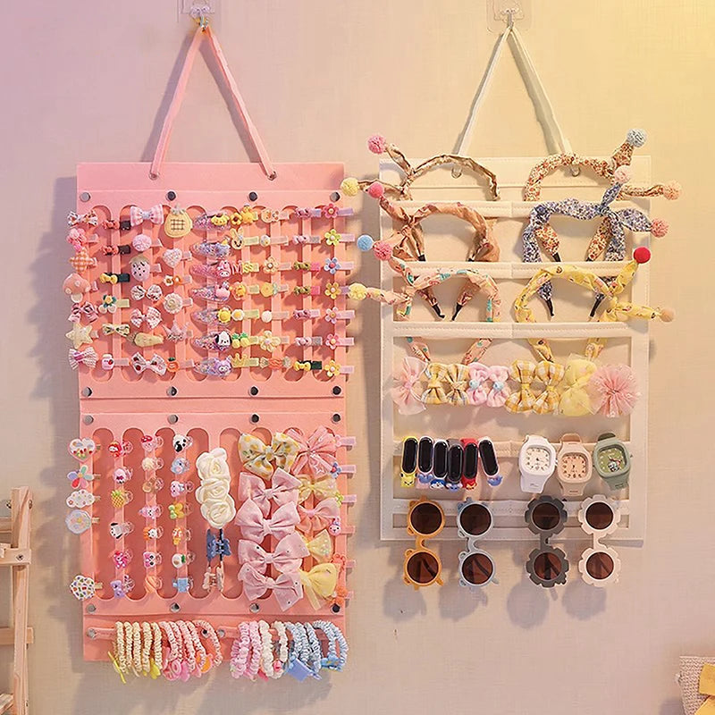 Organisateur de nœuds de cheveux, tenture murale, support de bandeau de grande capacité, cintre de rangement de pinces à cheveux, accessoire permettant de gagner de l'espace pour chambre de fille