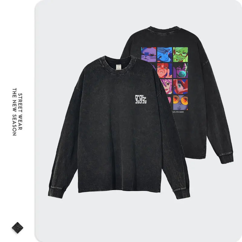 Anime Dandadan Long Sleeve Sweater, Vintage Washed Dan Da Dan T Shirts, Respzed Ayase Momo PVD Y-Tees, 100% Cotton