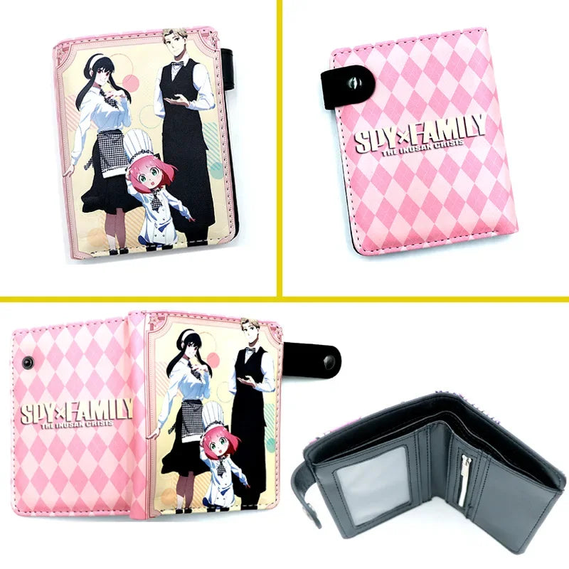 Anime SPY×FAMILY Loid Anya Forger Yor PU Bifold Short Wallets Coin Purse with Inner Zipper Pocket