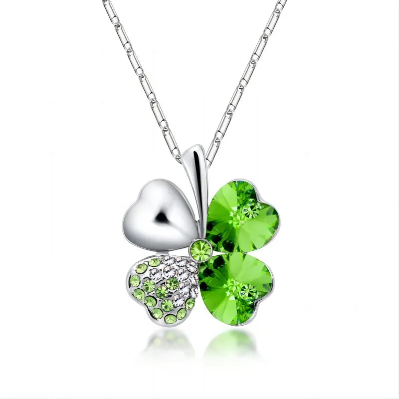 Cristal 4 feuilles trèfle pendentif colliers amant cadeau d'anniversaire qualité mode bijoux livraison directe charme filles mariage