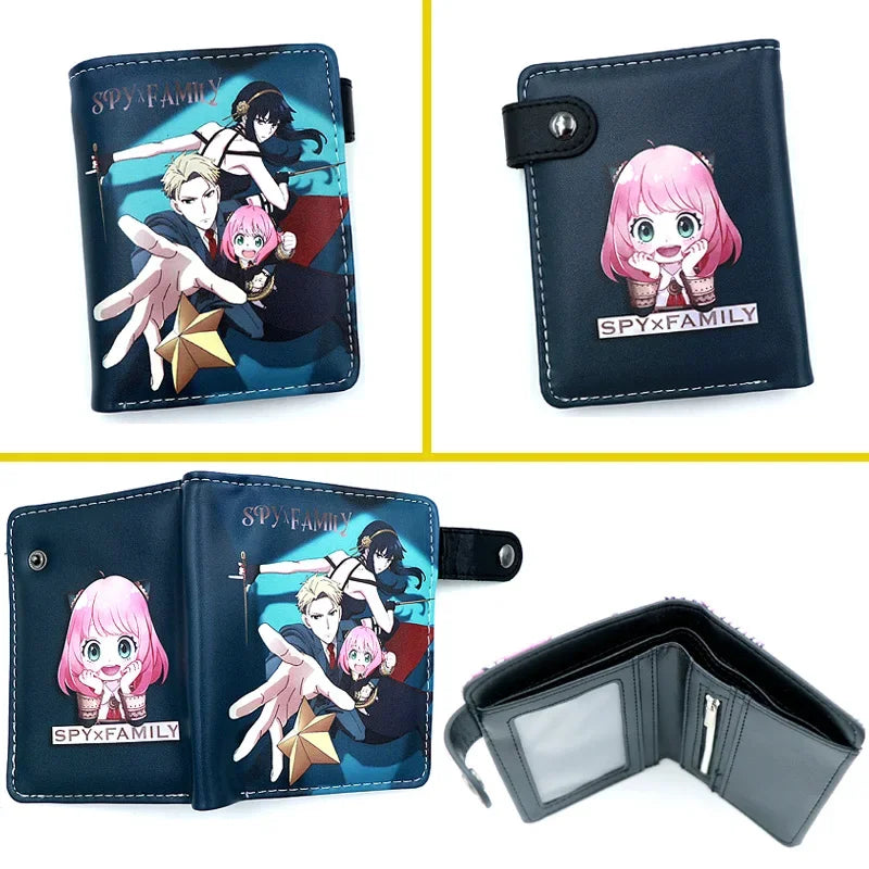 Anime SPY×FAMILY Loid Anya Forger Yor PU Bifold Short Wallets Coin Purse with Inner Zipper Pocket