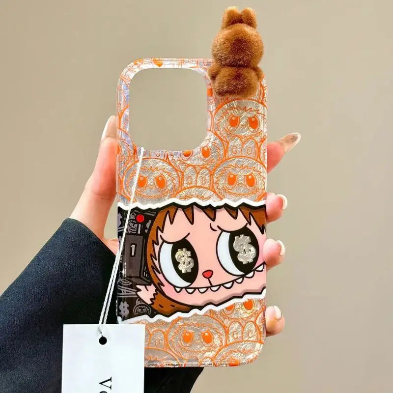 Dessin animé 3d mignon fête Labubu coque de téléphone adapté pour Iphone 16 15 14 13 12 11 série mat antichoc coque de téléphone en Silicone