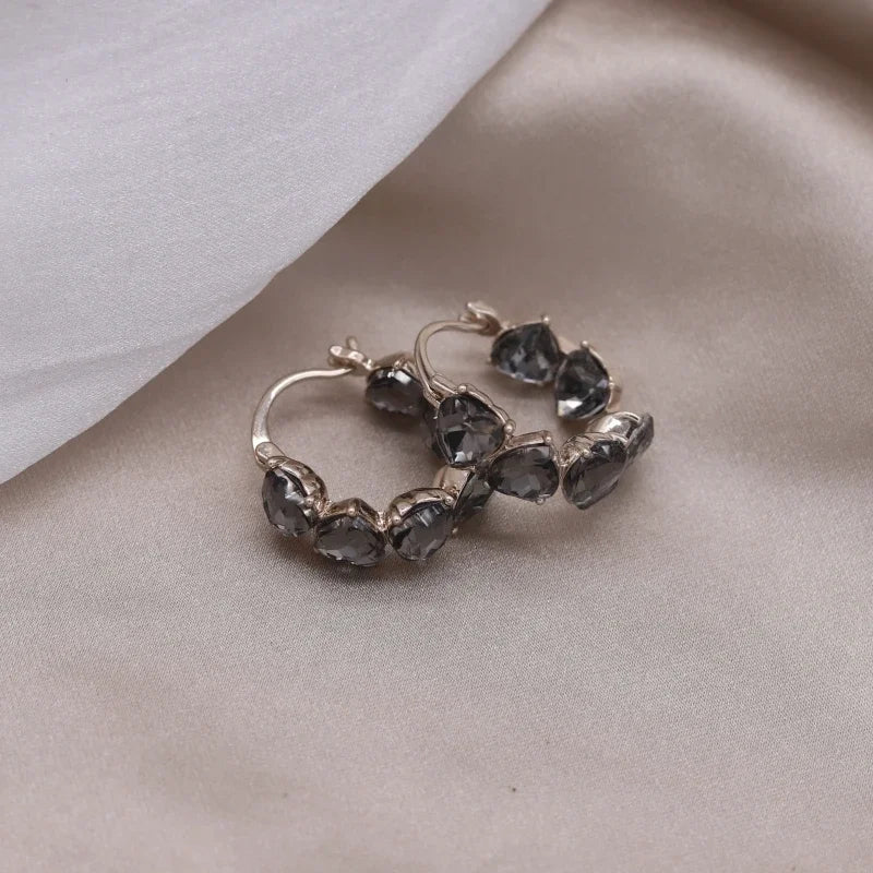 Boucles d'oreilles carrées en cristal gris plaqué or, nouveau Design coréen, bijoux à la mode, accessoires de travail quotidiens élégants pour femmes, 2023