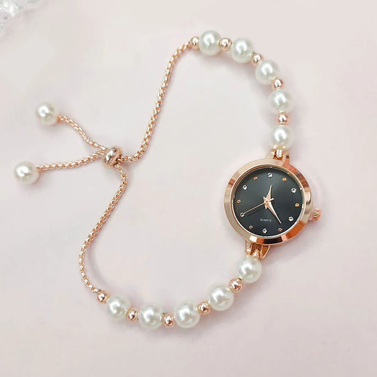 LUCKY FOX nouveau Style minimaliste Bracelet de perles femmes montre à Quartz à la mode petit disque conception lumière luxe bijoux femmes montre