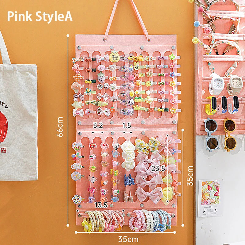 Organisateur de nœuds de cheveux, tenture murale, support de bandeau de grande capacité, cintre de rangement de pinces à cheveux, accessoire permettant de gagner de l'espace pour chambre de fille