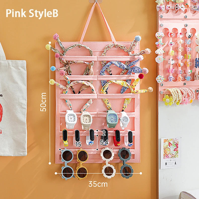 Organisateur de nœuds de cheveux, tenture murale, support de bandeau de grande capacité, cintre de rangement de pinces à cheveux, accessoire permettant de gagner de l'espace pour chambre de fille