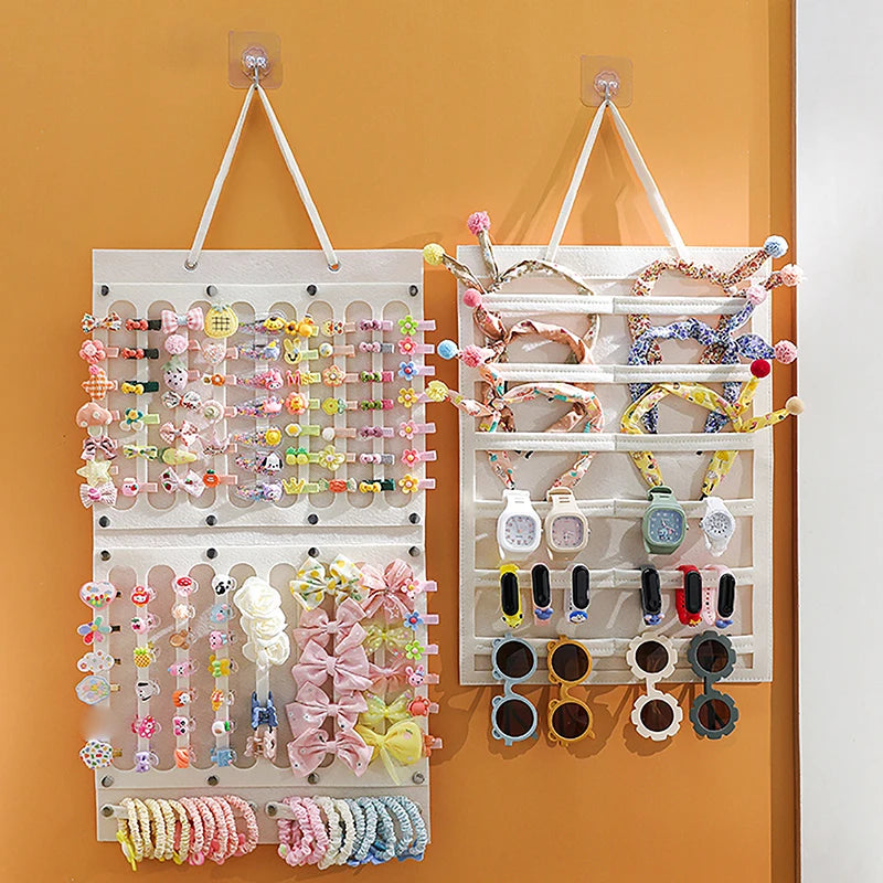 Organisateur de nœuds de cheveux, tenture murale, support de bandeau de grande capacité, cintre de rangement de pinces à cheveux, accessoire permettant de gagner de l'espace pour chambre de fille