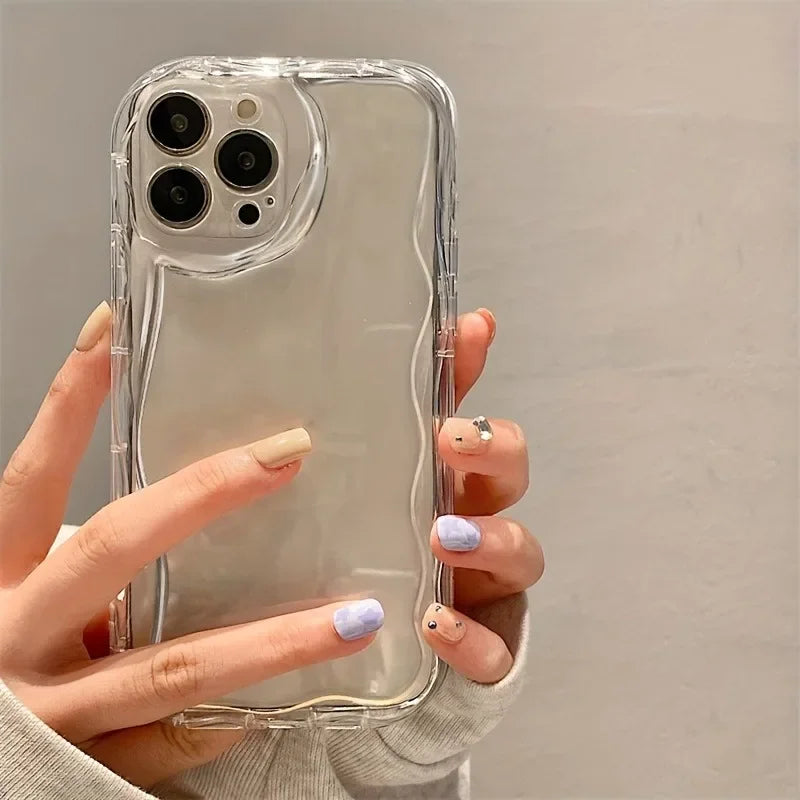 Coque de téléphone antichoc 3D Wave, jolie et décontractée, pour iPhone 16 Pro Max 15 14 13 12 11 XS X XR 7 8 Plus SE2, housse de Protection d'objectif d'appareil photo
