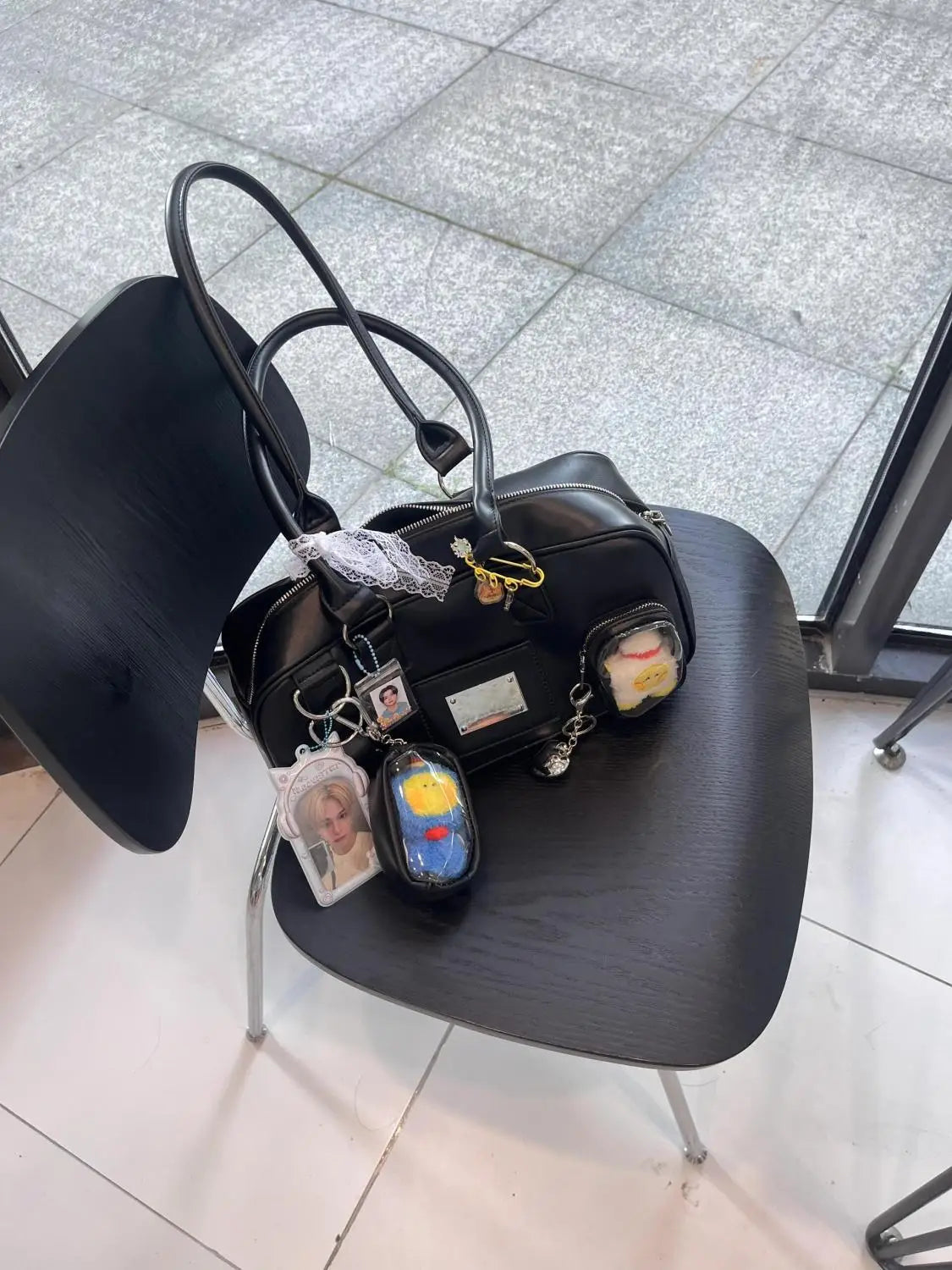 JIAERDI Harajuku Black Ita Bag Handbag Women Japanese Uniform Transparent Shoulder Bags Female Preppy Style Kawaii Underarm Bag