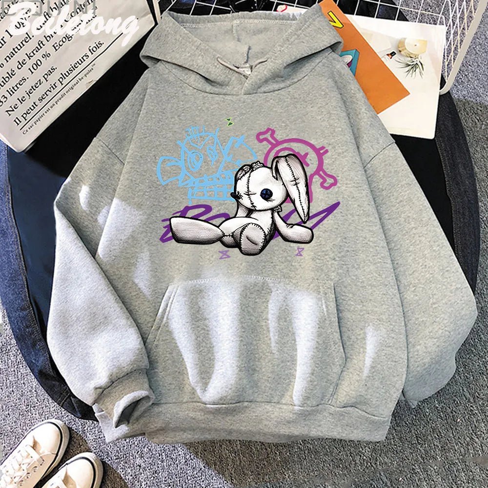 Arcane Jinx sweat à capuche singe poupée lapin Graffiti Grunge Style Kpop vêtements noir Anime sweat Streetwear unisexe femmes vêtements - Bloopop