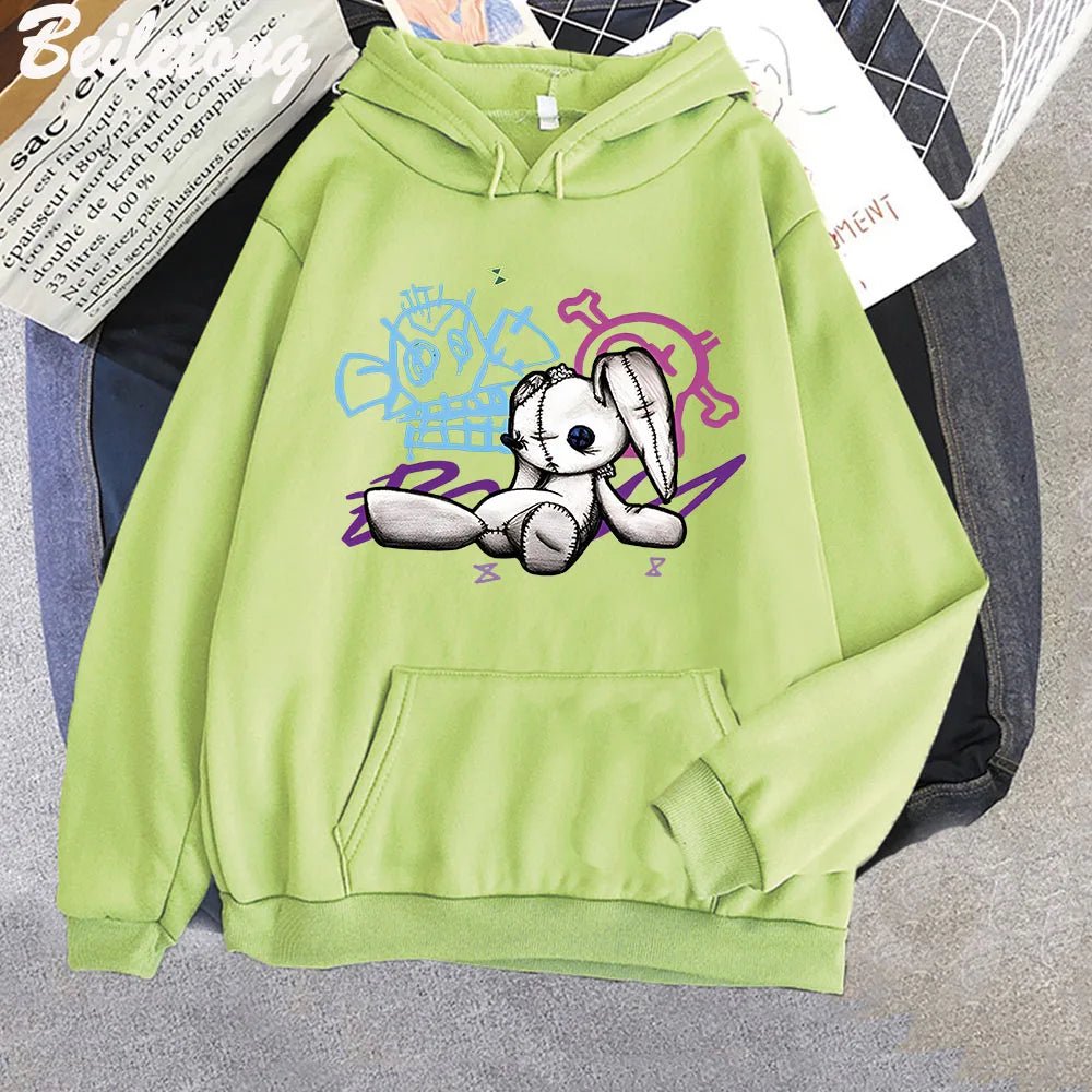 Arcane Jinx sweat à capuche singe poupée lapin Graffiti Grunge Style Kpop vêtements noir Anime sweat Streetwear unisexe femmes vêtements - Bloopop