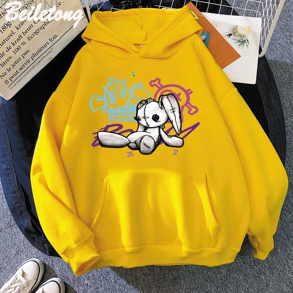 Arcane Jinx sweat à capuche singe poupée lapin Graffiti Grunge Style Kpop vêtements noir Anime sweat Streetwear unisexe femmes vêtements - Bloopop