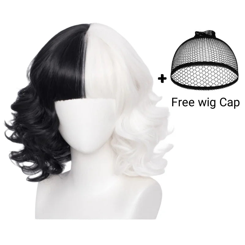 Costume Sorcière Deville Adulte - Noir & Blanc - Tenue Halloween Cosplay Femme (Manches Longues, Jupe Longue) - Bloopop