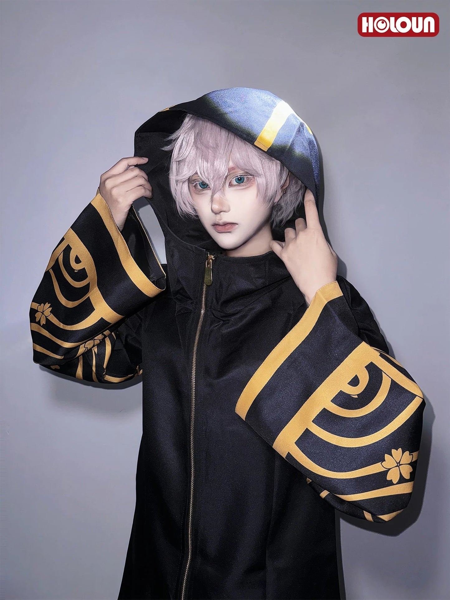HOLOUN Tokyo Anime Brahman Senju Kawaragi Cosplay Costume doré noir veste manteau sur la taille Sakura imprimé Halloween noël - Bloopop