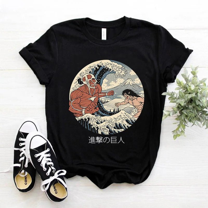 T-shirt Anime japonais hommes attaque sur Titan T-shirt unisexe Kawaii dessin animé Titan attaque graphique t-shirts mâle Harajuku hauts d'été - Bloopop