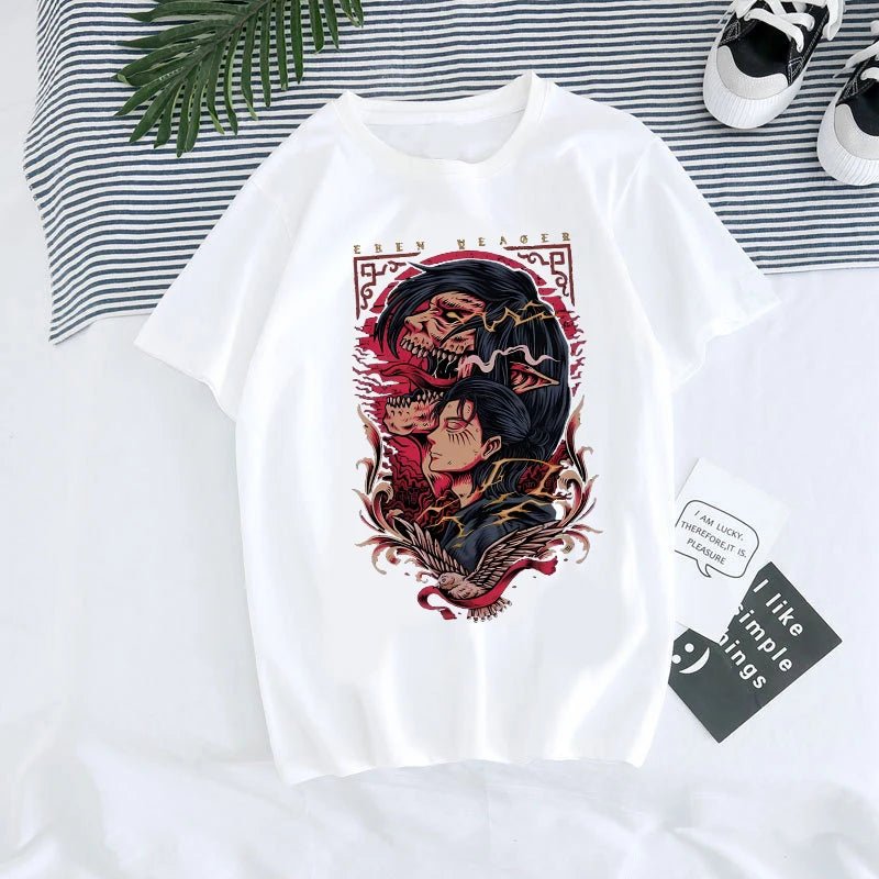 T-shirt Anime japonais hommes attaque sur Titan T-shirt unisexe Kawaii dessin animé Titan attaque graphique t-shirts mâle Harajuku hauts d'été - Bloopop
