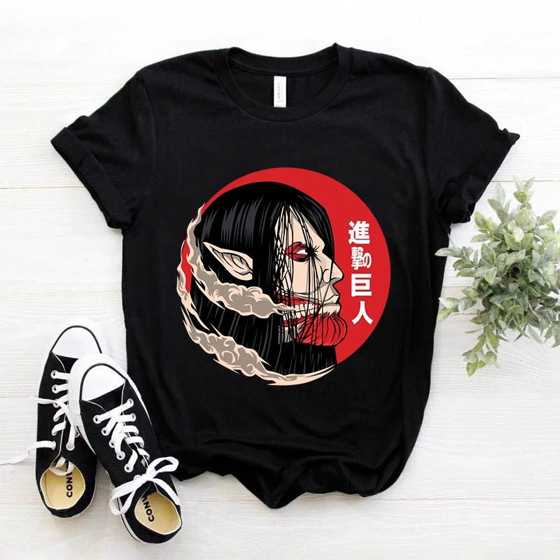 T-shirt Anime japonais hommes attaque sur Titan T-shirt unisexe Kawaii dessin animé Titan attaque graphique t-shirts mâle Harajuku hauts d'été - Bloopop