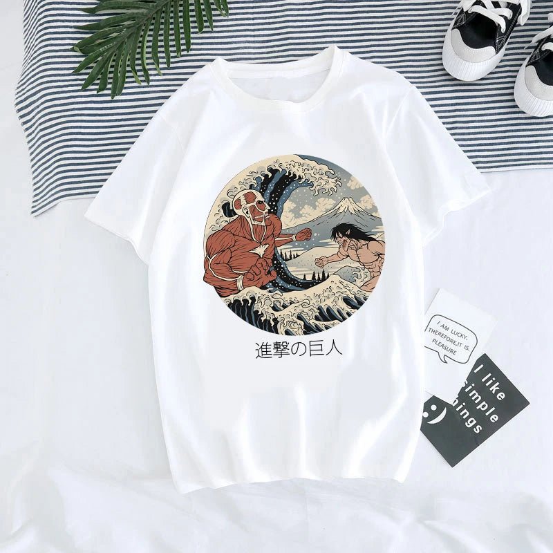 T-shirt Anime japonais hommes attaque sur Titan T-shirt unisexe Kawaii dessin animé Titan attaque graphique t-shirts mâle Harajuku hauts d'été - Bloopop