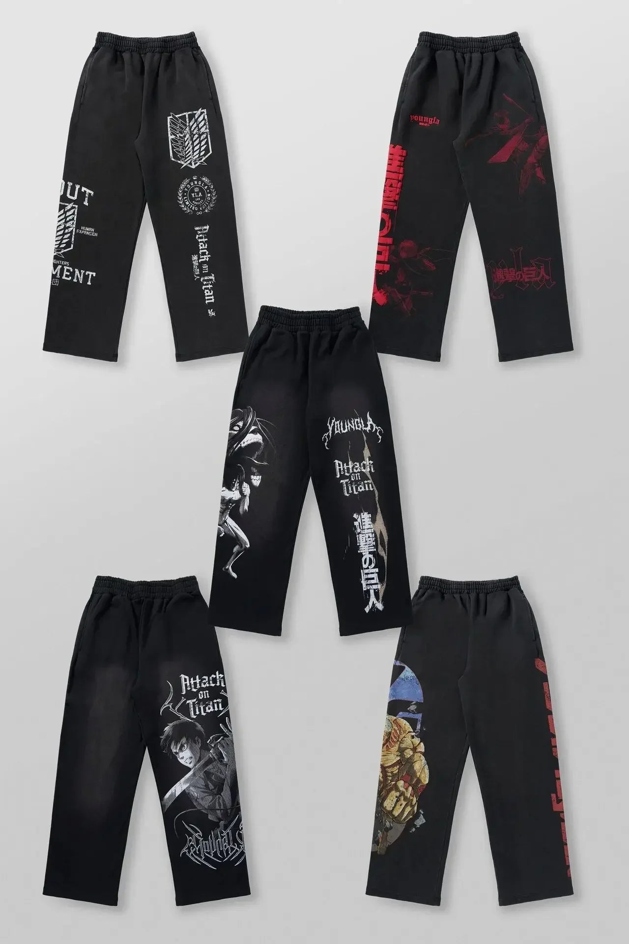 YOUNGLA dessin animé américain attaque sur Titan Jogger coton laine imprimé pantalon à jambes larges - Bloopop