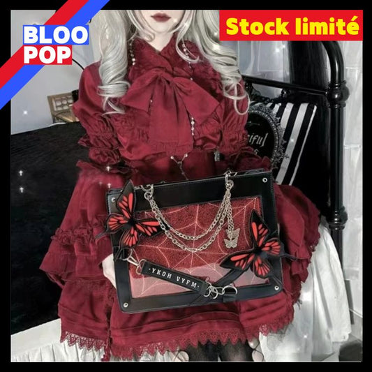 Labyrinthe papillon toile d'araignée lettre chaîne sacs à main bricolage Transparent Ita sac Y2K Lolita gothique fourre-tout Vintage mode sac à bandoulière