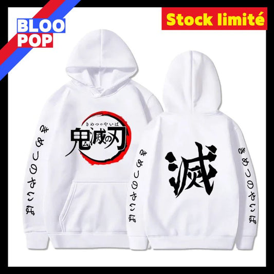 Demon Slayer sweat à capuche pour homme mode lettre graphique imprimé sweats femmes décontracté Harajuku Streetwear pull à capuche Sudaderas