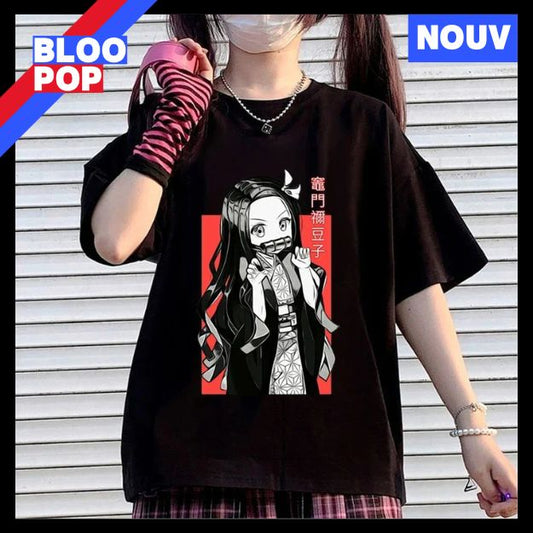 T-shirt pour femmes, dessin animé japonais Demon Slayer, Kimetsu No Yaiba Nezuko, Tanjirou Kamado graphique y2k, vêtements hauts