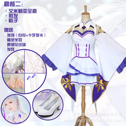 Costume Halloween Emilia Re:Zero - Tenue Femme Style Fantaisie