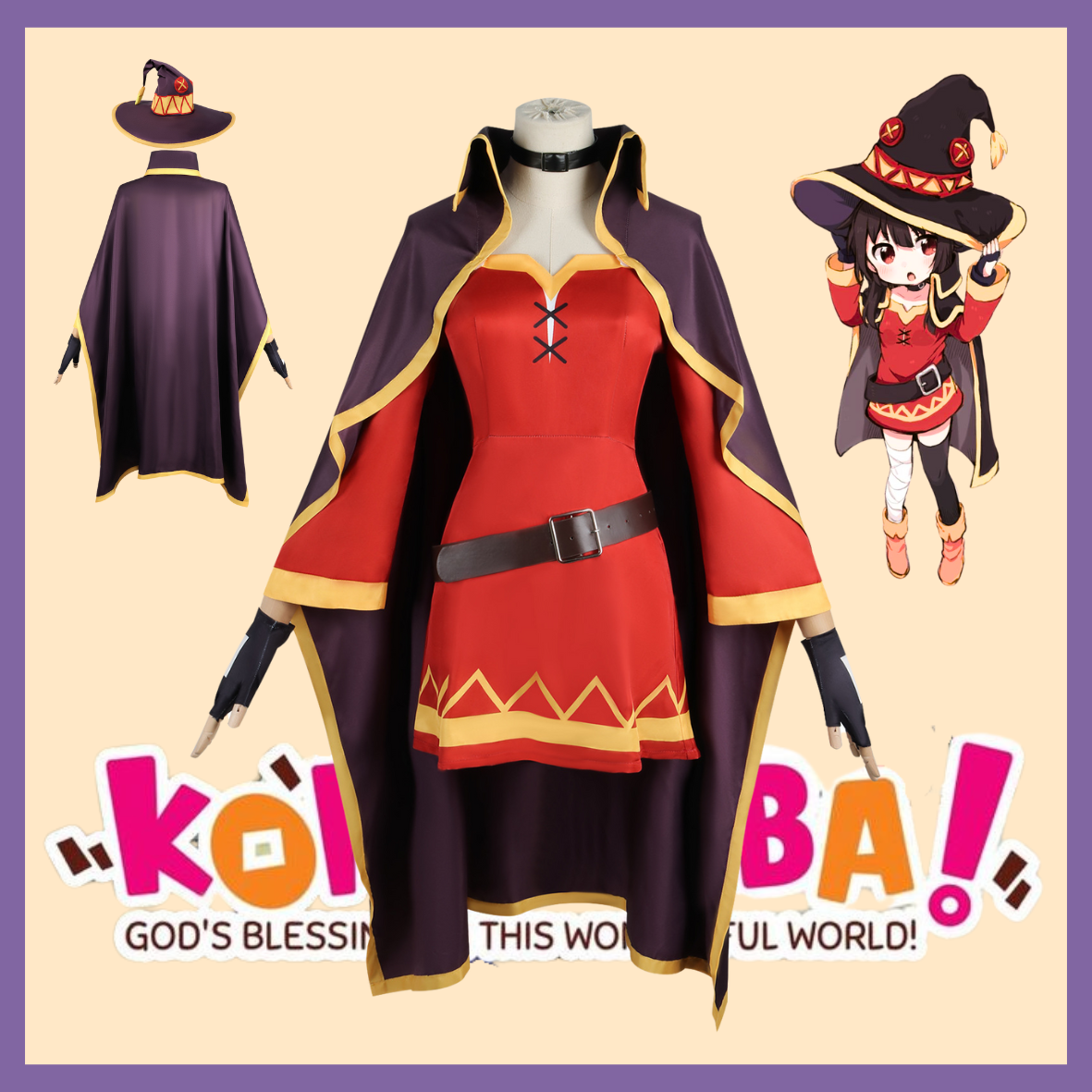 Costume Halloween Megumin KonoSuba - Tenue de Mage Style Anime