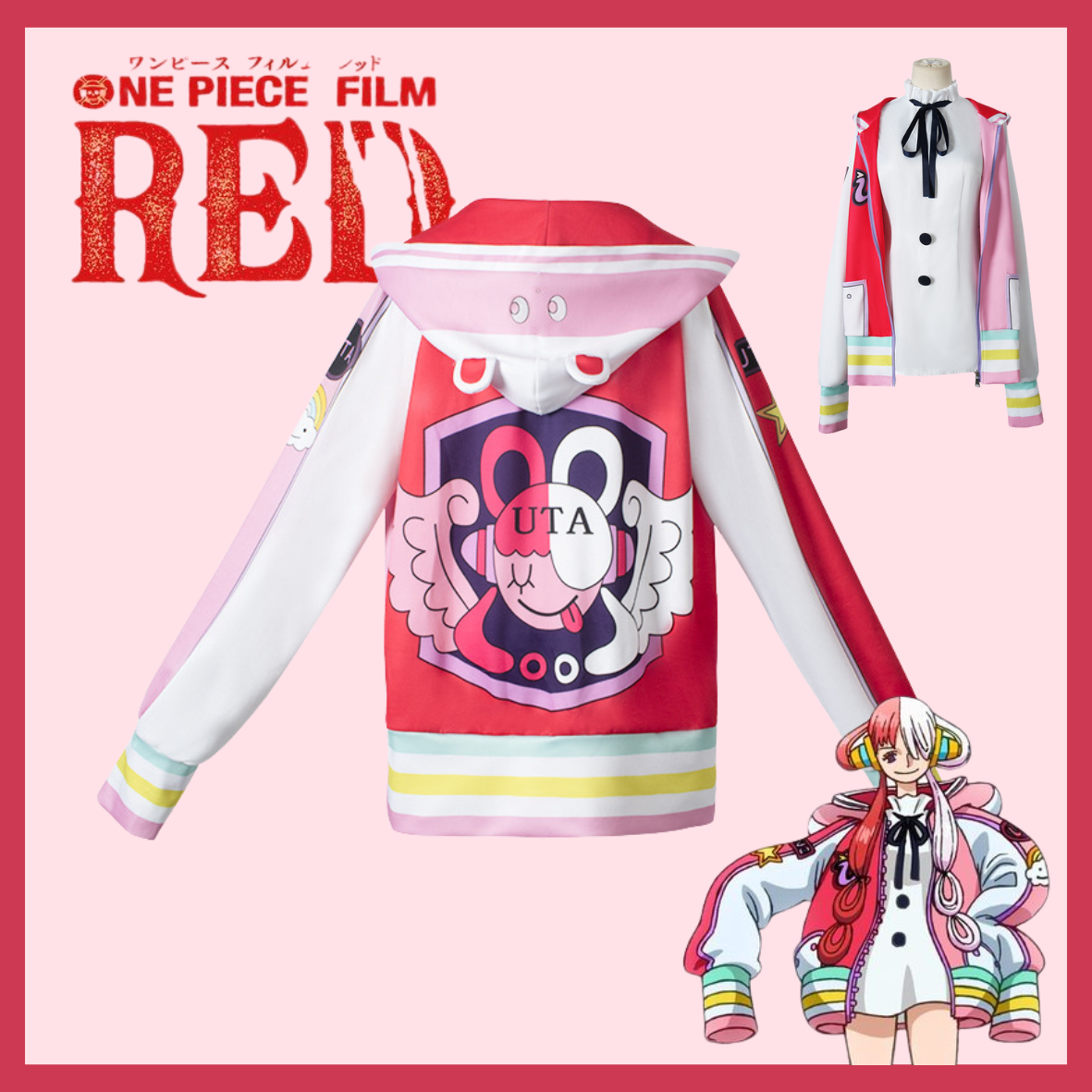 Tenue Cosplay UTA One Piece Red - Ensemble Veste et Perruque Style Manga