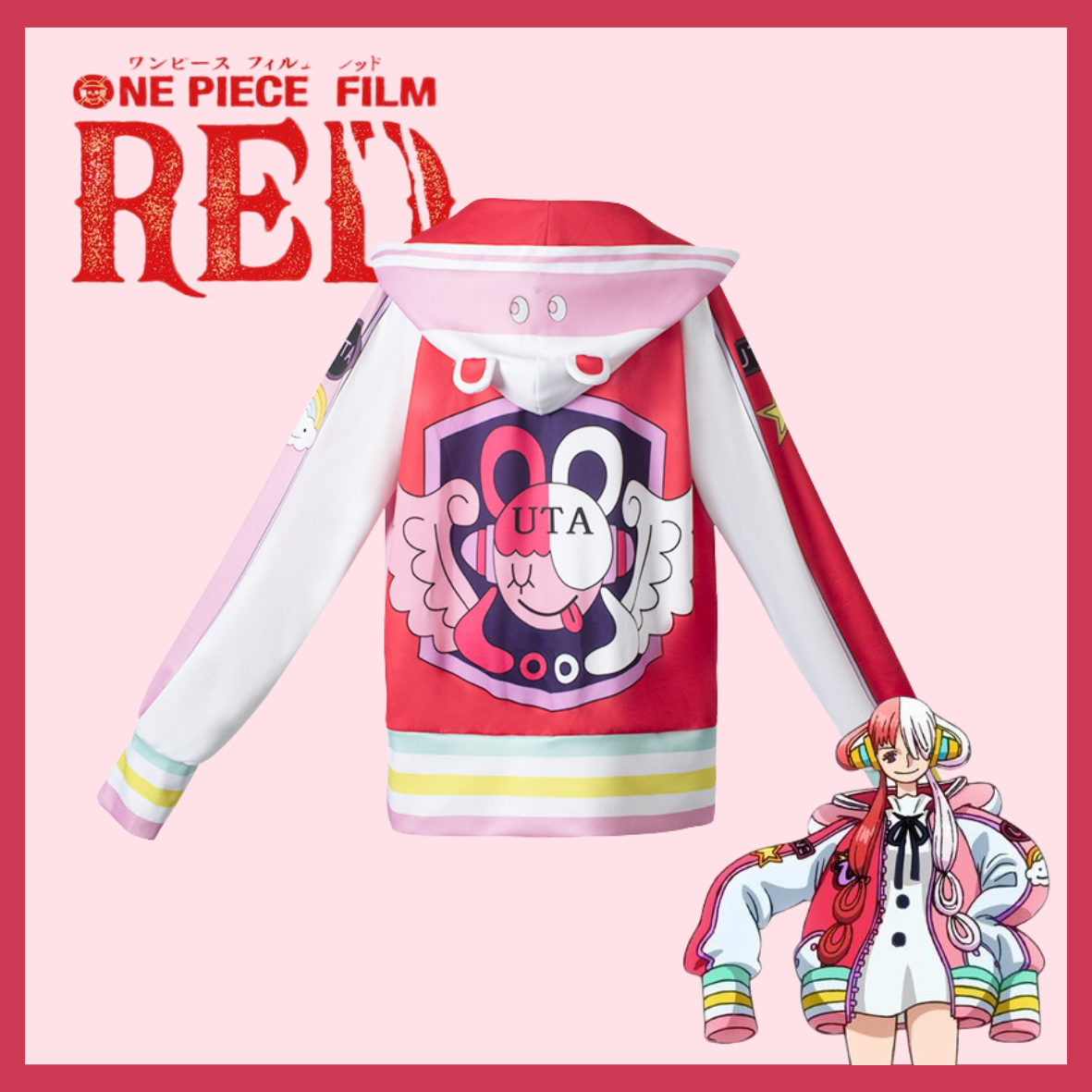 Tenue Cosplay UTA One Piece Red - Ensemble Veste et Perruque Style Manga