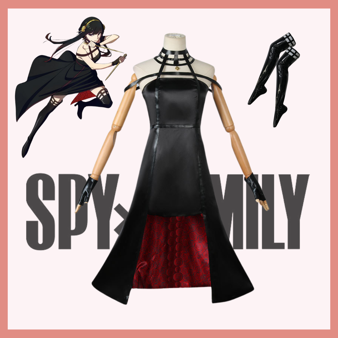 Costume Cosplay Yor Briar Spy x Family - Tenue Femme avec Perruque