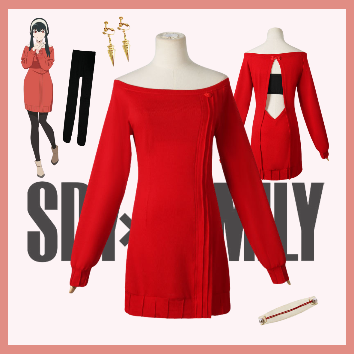 Costume Halloween Yor Forger Spy x Family - Pull Rouge et Robe Style Anime