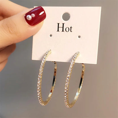 Boucles d'oreilles rondes en cristal strass pour femmes, bijoux de luxe exquis, cadeau idéal, nouvelle collection 2021