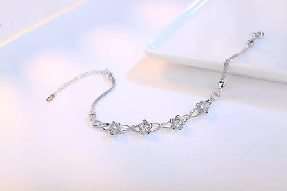 Luxe 925 Bracelets en argent Sterling violet blanc zircone fleur de prunier Bracelets et Bracelets pour femme pulseira de Prata S-B51