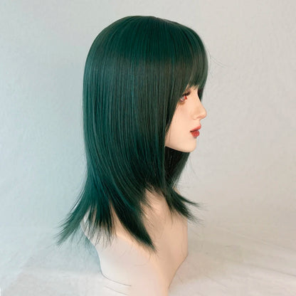 MSIWIGS-Perruque de Cosplay Synthétique Vert Foncé, Courte, Droite, Été, Cool, Beau, Européen et Américain, Équipement de Sauna pour Femme