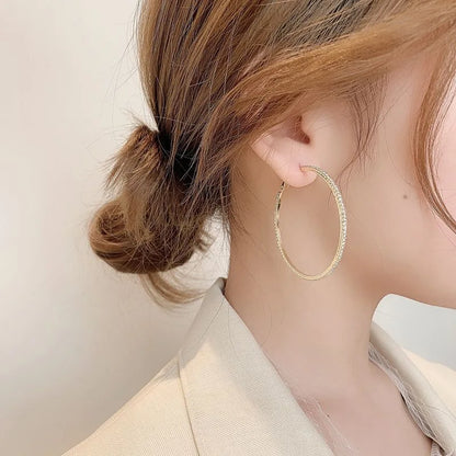 Boucles d'oreilles rondes en cristal strass pour femmes, bijoux de luxe exquis, cadeau idéal, nouvelle collection 2021