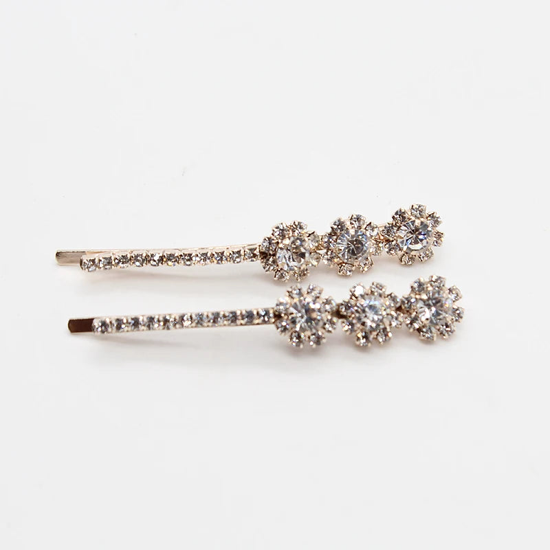 Barrette en pierre luxueuse pour cheveux, 1 paire, mode coréenne, accessoires pour cheveux, Clip bleu marine clair, strass rond, cristal, bijoux pour femmes et filles
