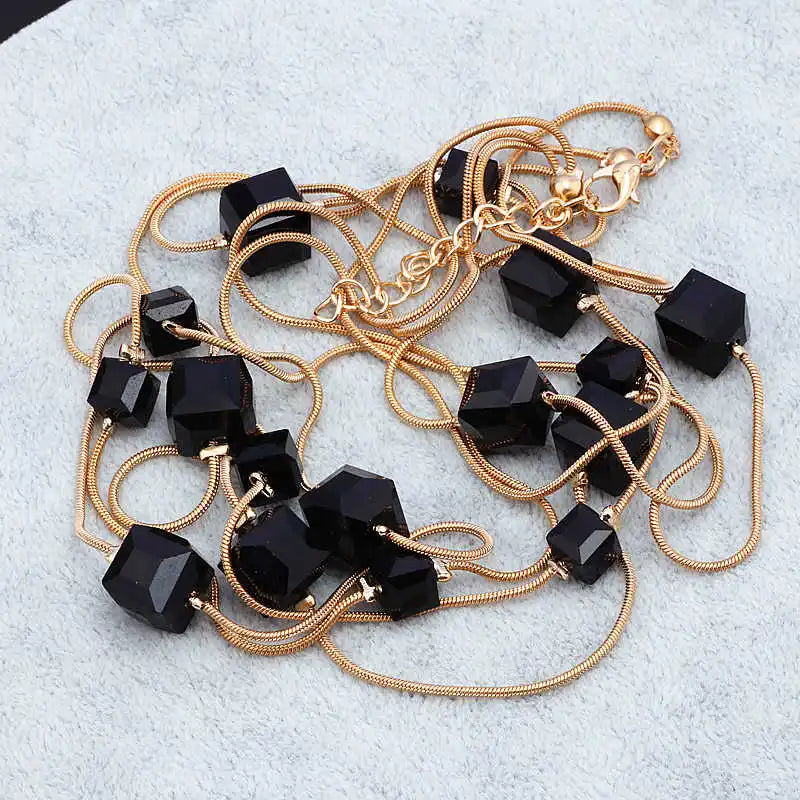 Nouveaux accessoires de bijoux en cristal de mode européenne, collier Long de perles de cristal autrichien, colliers et pendentifs en chaîne de pull pour femmes