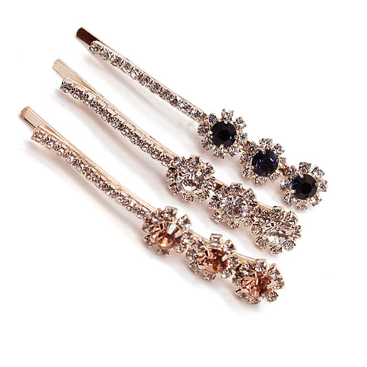 Barrette en pierre luxueuse pour cheveux, 1 paire, mode coréenne, accessoires pour cheveux, Clip bleu marine clair, strass rond, cristal, bijoux pour femmes et filles