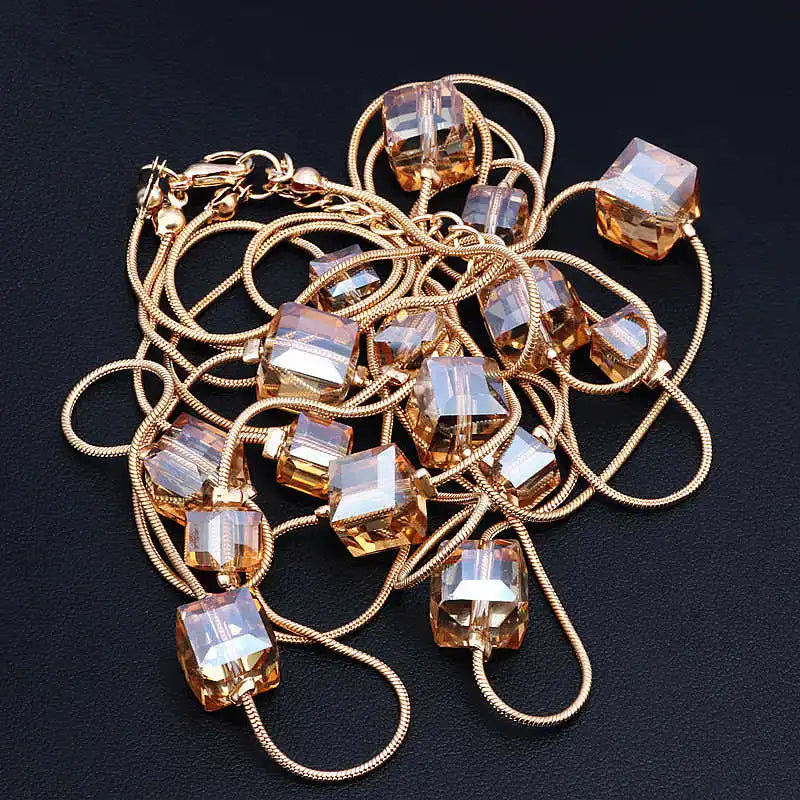 Nouveaux accessoires de bijoux en cristal de mode européenne, collier Long de perles de cristal autrichien, colliers et pendentifs en chaîne de pull pour femmes