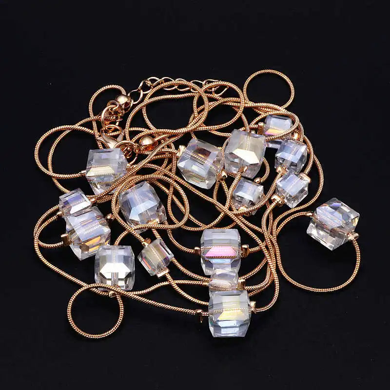 Nouveaux accessoires de bijoux en cristal de mode européenne, collier Long de perles de cristal autrichien, colliers et pendentifs en chaîne de pull pour femmes